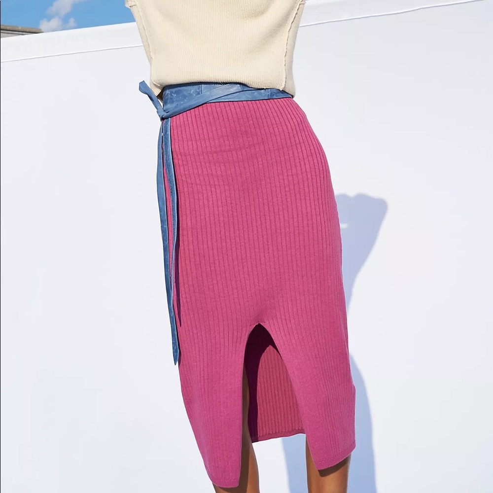 * Free People Skyline Midi HOT PINK skirt *